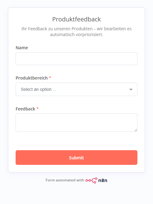 The public feedback form